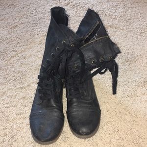 Black combat boots